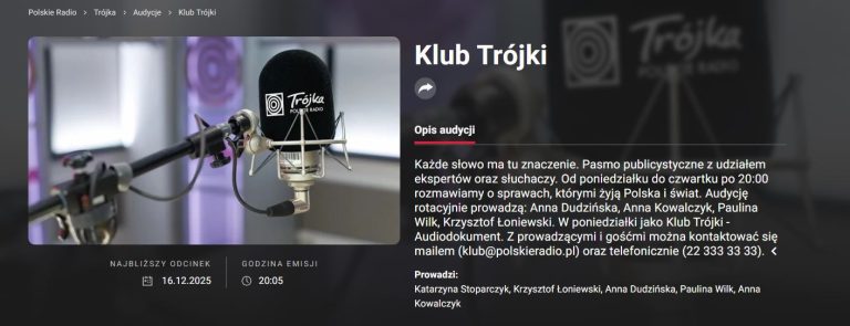 Posłuchaj nas w radiowej Trójce!